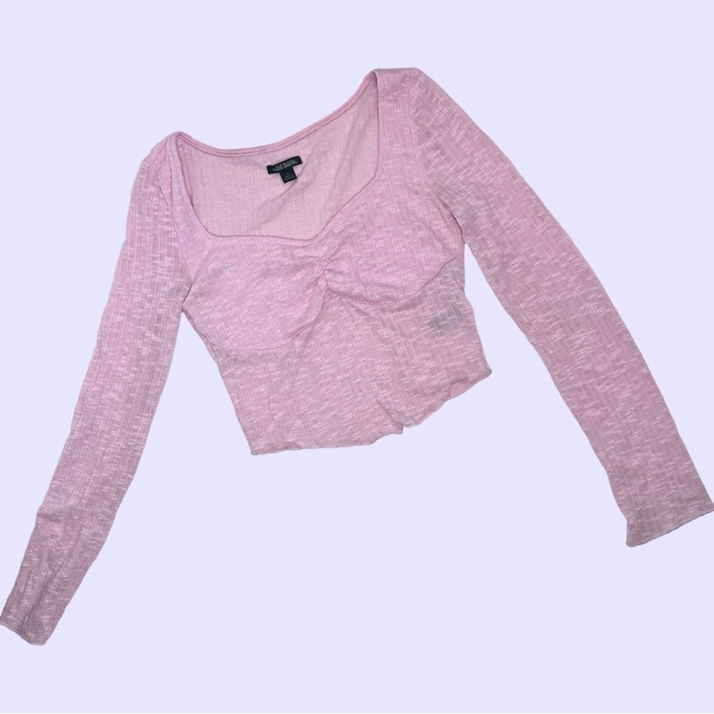 Wild Fable | Light Pink | Long Sleeve  Crop | sweetheart Blouse| y2k soft girl